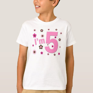 I'm 5 Pink And Brown Flowers T-Shirt