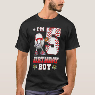 I'm 5 Years Old 5th Birthday Boy Dabbing Baseball T-Shirt