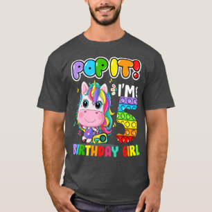 Im 5 Years Old 5th Birthday Unicorn Girls Pop It F T-Shirt