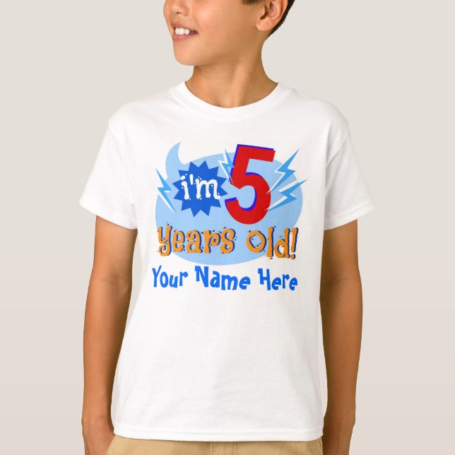 I'm 5 Years Old! (Personalise with Child's Name) T-Shirt (Front)