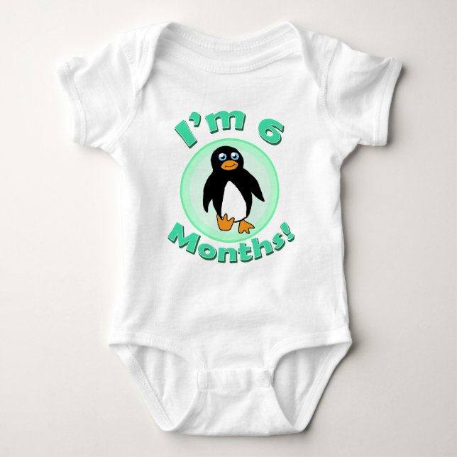 I'm 6 Months penguin baby clothes Baby Bodysuit (Front)