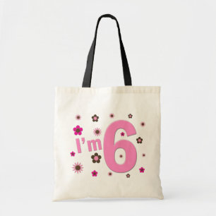 I'm 6 Pink And Brown Flowers Tote Bag