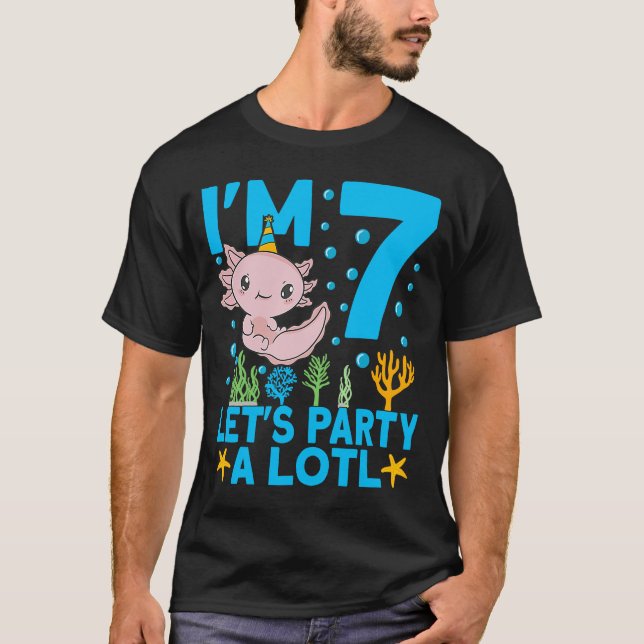 I'm 7 bday Axolotl party cute 7th Birthday Kids Ax T-Shirt (Front)