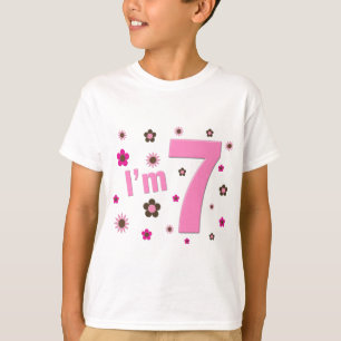 I'm 7 Pink And Brown Flowers T-Shirt