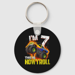 Im 7 This Is How I Roll 7th Monster Truck Birthday Key Ring
