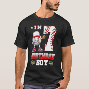I'm 7 Years Old 7th Birthday Boy Dabbing Baseball T-Shirt