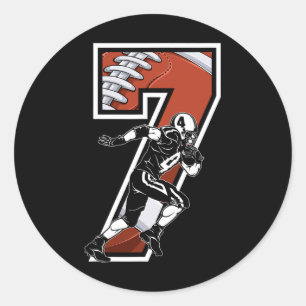 I'm 7 Years Old Football Player 7th Birthday Boys  Classic Round Sticker