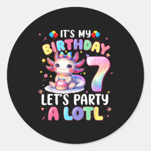 I'm 7th Birthday Girl Cute Axolotl 7 Year Old Bday Classic Round Sticker