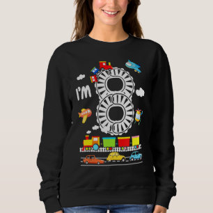 I'm 8 8th Birthday Locomotive 8 Years Old Train Ki Sweatshirt