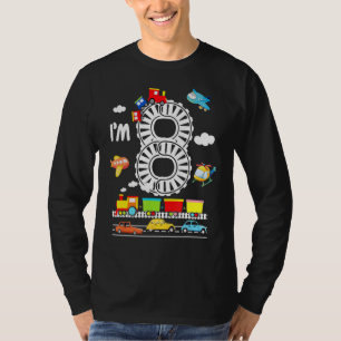 I'm 8 8th Birthday Locomotive 8 Years Old Train Ki T-Shirt