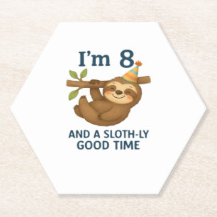 I'm 8 and a Sloth-ly Good Time Classic T-Shirt Paper Coaster