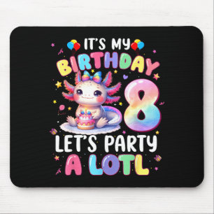 I'm 8th Birthday Girl Cute Axolotl 8 Year Old Bday Mouse Pad