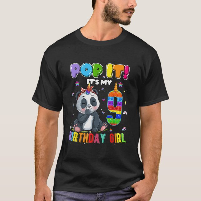 I'M 9 9Th Panda Unicorn Pop It T-Shirt (Front)