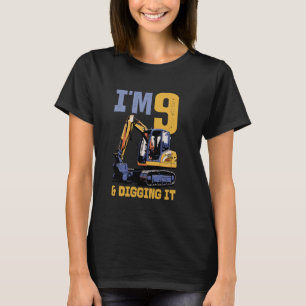 Im 9 And Digging It Excavator Kids Birthday T-Shirt