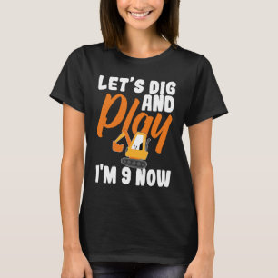 I'm 9 bday Construction 9th Birthday Kids Excavato T-Shirt