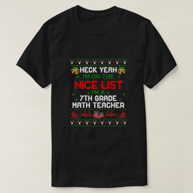 I'm A 7th Grade Math Teacher Ugly Sweater Teaching (Design Front)