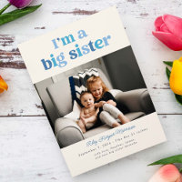 I'm a Big Sister (Blue) Flat Announcement Card