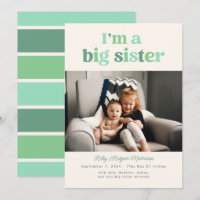 I'm a Big Sister (Green) Flat Announcement Card