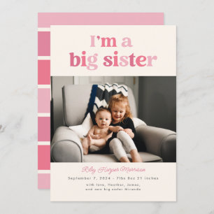 I'm a Big Sister (Pink) Flat Announcement Card