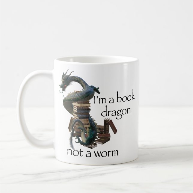 I'm a Book Dragon not a Worm Eastern Coffee Mug (Left)