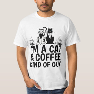I'M A CAT AND COFFEE KIND OF GUY MEN'S T-SHIRTS