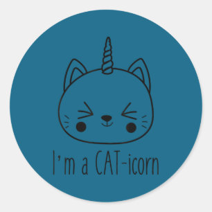 I'm a cat-icorn cute funny cat unicorn kawaii classic round sticker