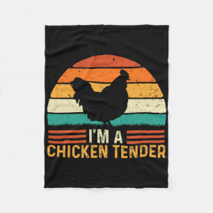 I'm A Chicken Tender - Retro Vintage Farmer Ranche Fleece Blanket