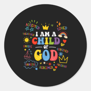 Im A Child Of God Christian Retro Jesus Faith Boys Classic Round Sticker