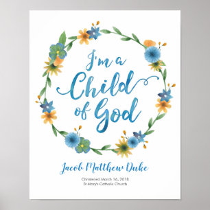 I'm a child of God personalised Baptism print