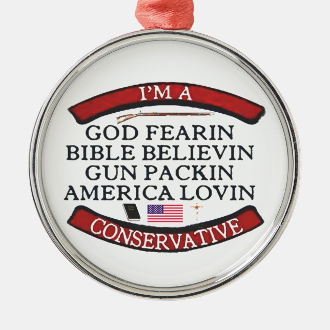 I'M A CONSERVATIVE METAL TREE DECORATION (Front)