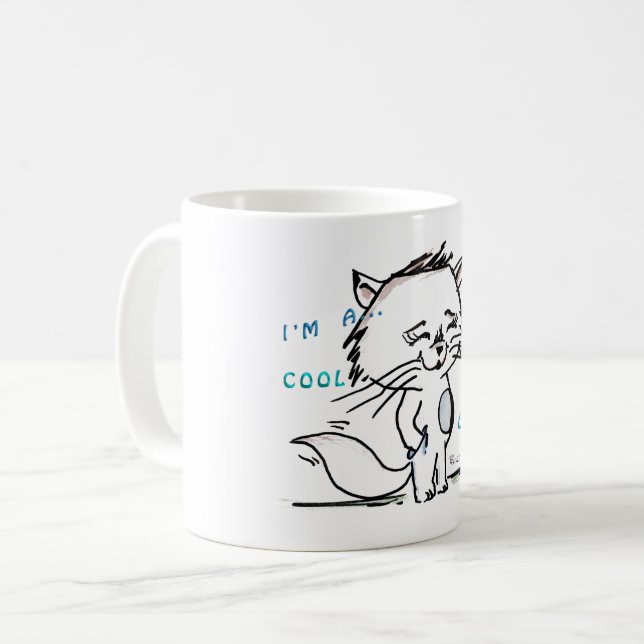 I'm a cool cat cartoon drawing coffee mug (Front Left)
