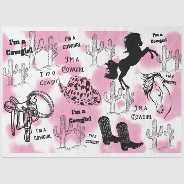 I'm A Cowgirl Themed  Tissue Paper (Front)
