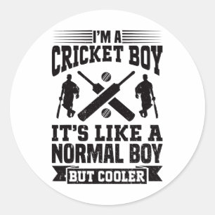 I'm A Cricket Boy It's Like A Normal Boy But Coole Classic Round Sticker