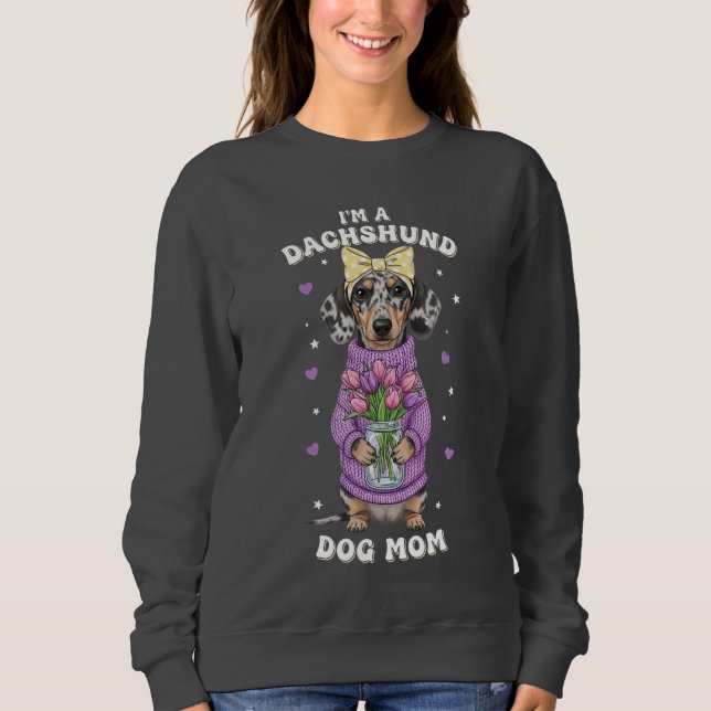 I'm a Dachshund Dog Mom - Purple Sweater  (Front)