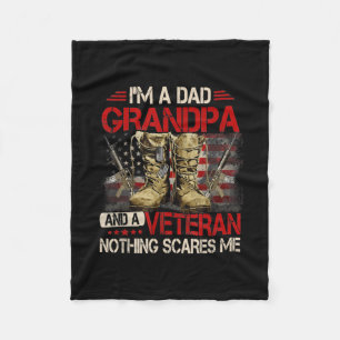 I'm A Dad Grandpa And A Veteran American Flag Fleece Blanket