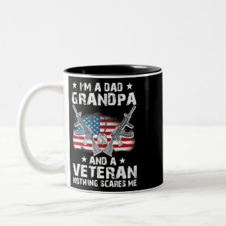 Im A Dad Grandpa and a Veteran USA Flag Veteran Fa Two-Tone Coffee Mug