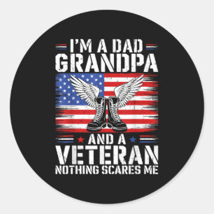 Im A Dad Grandpa And Veteran Fathers Day Papa Gran Classic Round Sticker
