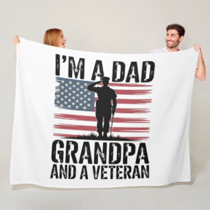 I'm A Dad Grandpa and Veteran Nothing Scares Fleece Blanket