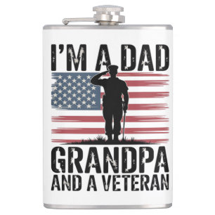 I'm A Dad Grandpa and Veteran Nothing Scares Hip Flask