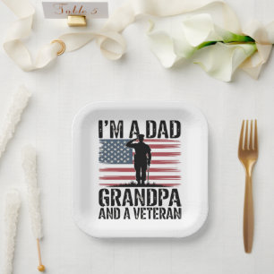 I'm A Dad Grandpa and Veteran Nothing Scares Paper Plate