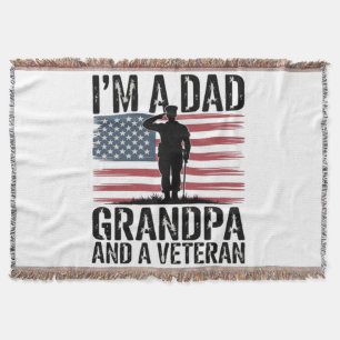 I'm A Dad Grandpa and Veteran Nothing Scares Throw Blanket