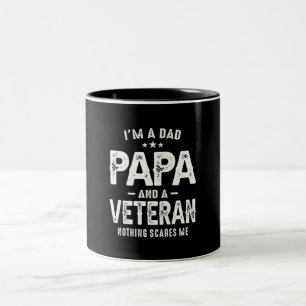 I'm a Dad Papa and Veteran - Funny Fathers Day Two-Tone Coffee Mug