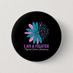Im A Fighter Thyroid Cancer Awareness Flower Ribbo 6 Cm Round Badge