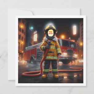 I'm a firefighter, kid invite, child firefighter  card