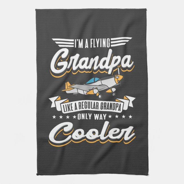 I'm A Flying Aviation Grandpa Only Cooler Tea Towel (Vertical)