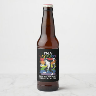 I'm A Gay Furry Fox Rainbow LGBTQ Pride Beer Bottle Label