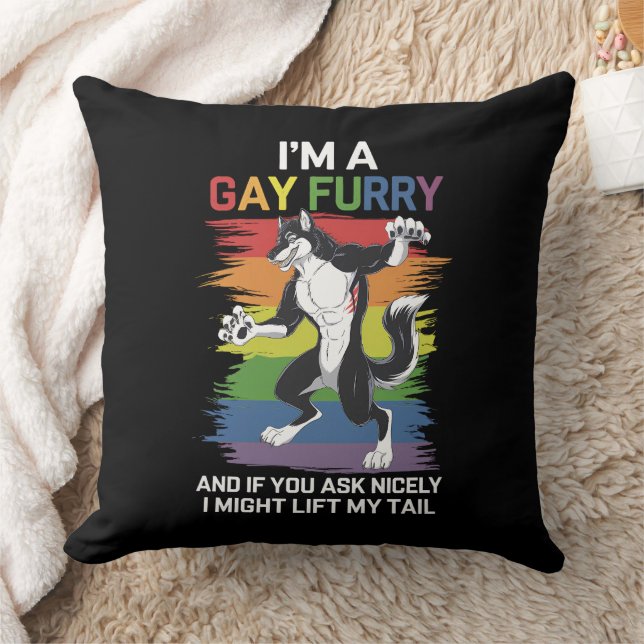 I'm A Gay Furry Fox Rainbow LGBTQ Pride Cushion (Blanket)