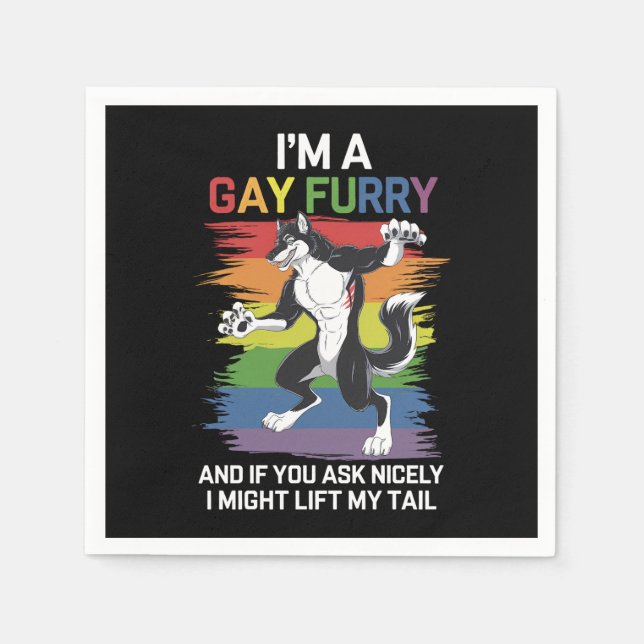 I'm A Gay Furry Fox Rainbow LGBTQ Pride Napkin (Front)