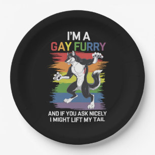 I'm A Gay Furry Fox Rainbow LGBTQ Pride Paper Plate