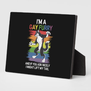 I'm A Gay Furry Fox Rainbow LGBTQ Pride Plaque